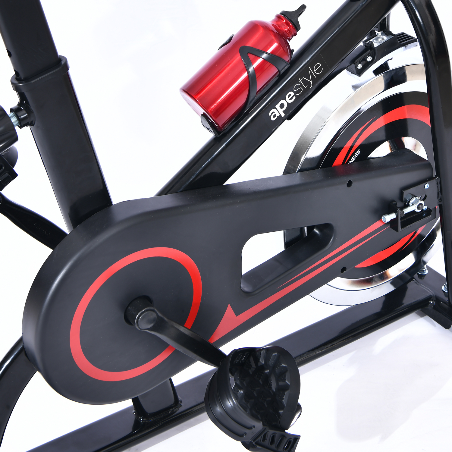 Ape Style Spin Bike with Flywheel Home Gym Exercise (Black/Red)