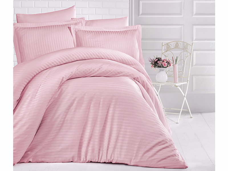 Damask Stripe Queen Duvet Cover Set Blush at Mighty Ape Australia