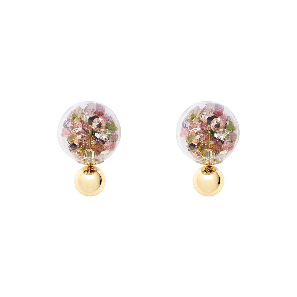 Short Story: Fantasy Bubble Earrings Gems Purple Gold Stud image