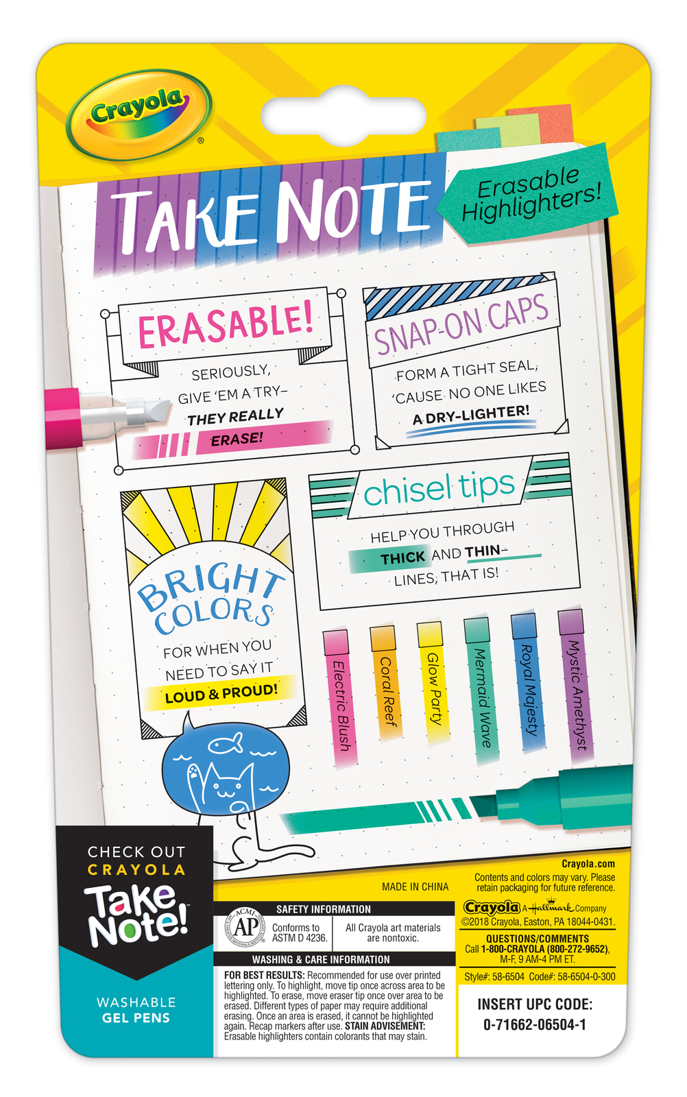 Crayola: Take Note - Erasable Highlighter Set (6-pc) image
