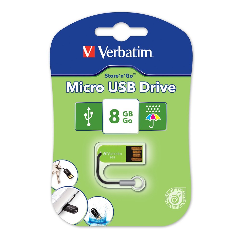 Verbatim Store'n'Go Micro USB Drive - 8GB (Eucalyptus Green) image