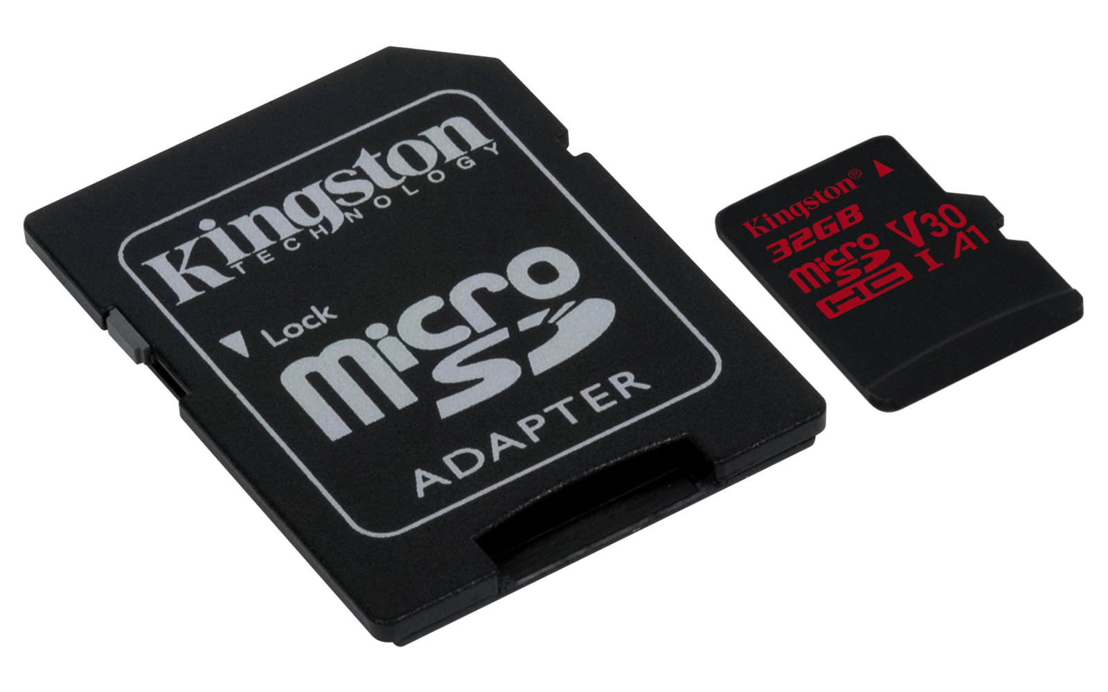 32GB Kingston Canvas React MicroSDHC Card + SD Adapter - Class 10 UHS-I U3 A1 image