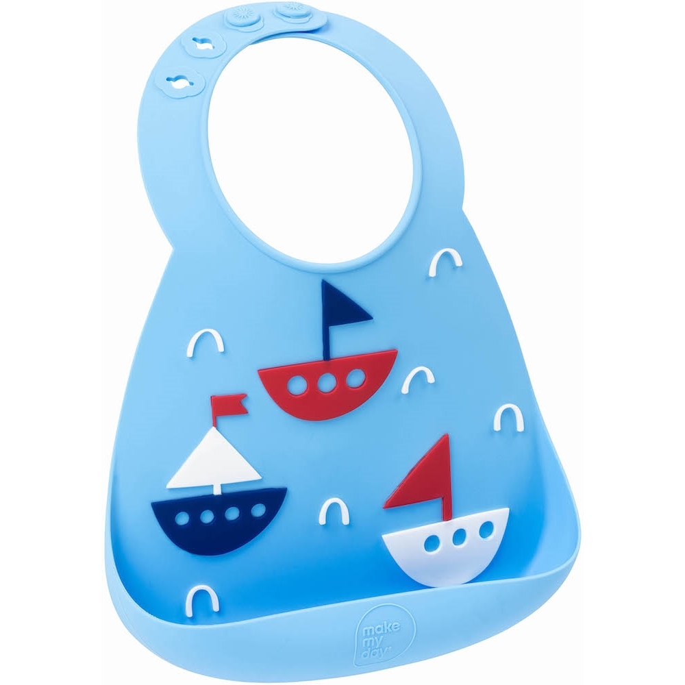 Make My Day: Silicone Baby Bib - Yacht Blue