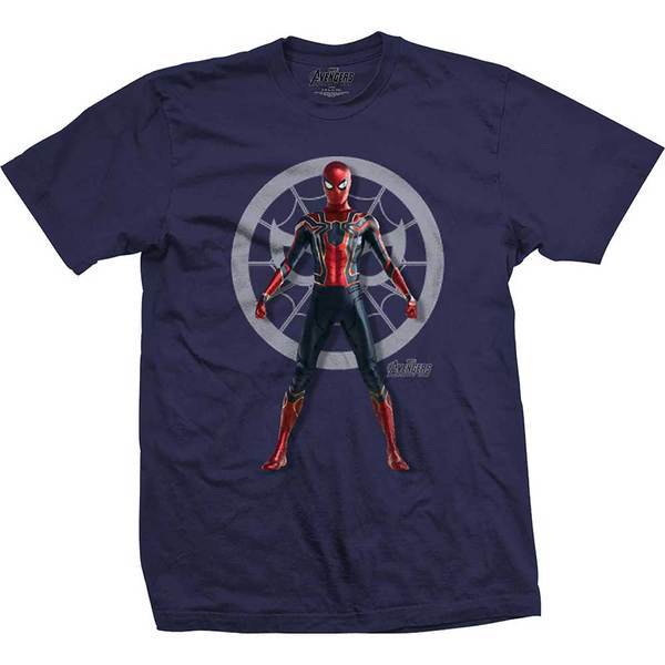 Avengers Infinity War Spidey Character Mens Navy TS: Small