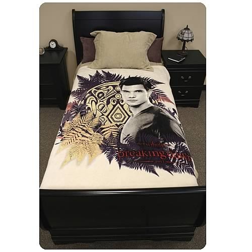 Twilight Breaking Dawn Large Fleece Blanket - "Jacob with Tattoo and Ferns"