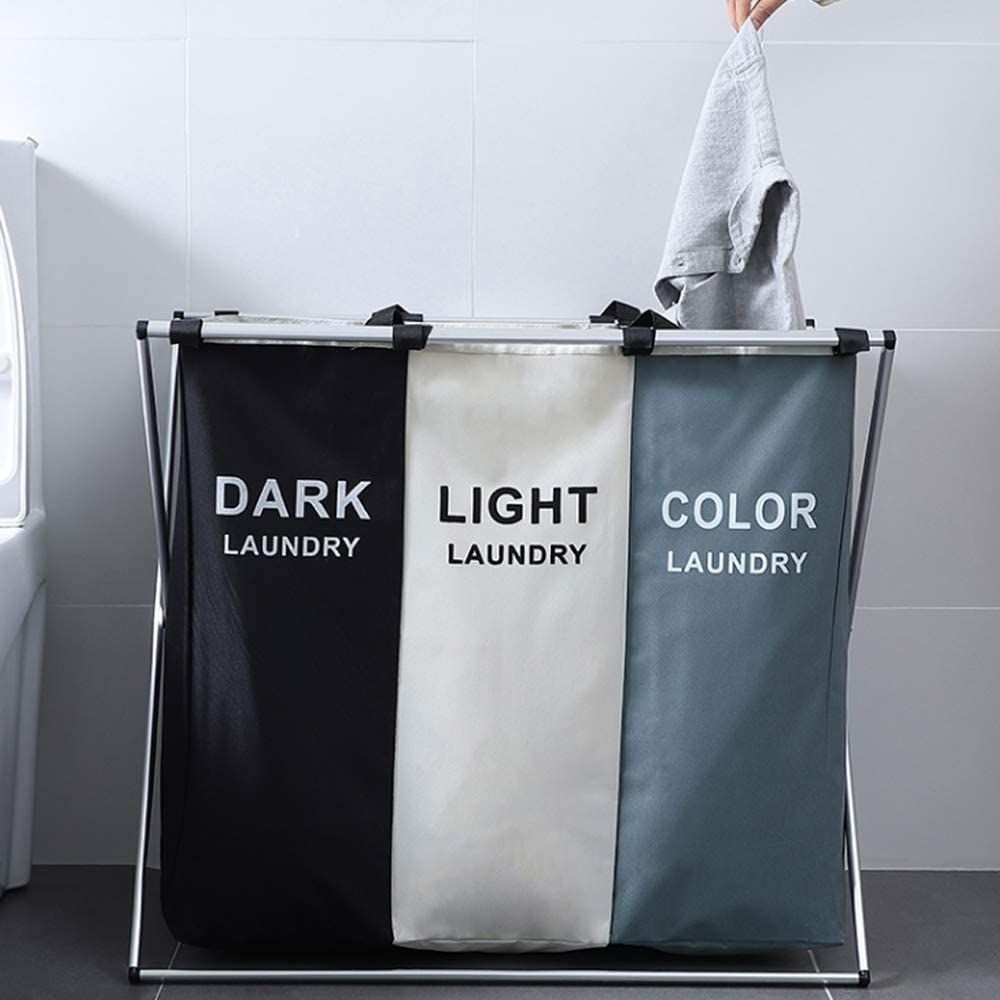 Triple Folding Fabric Laundry Basket image