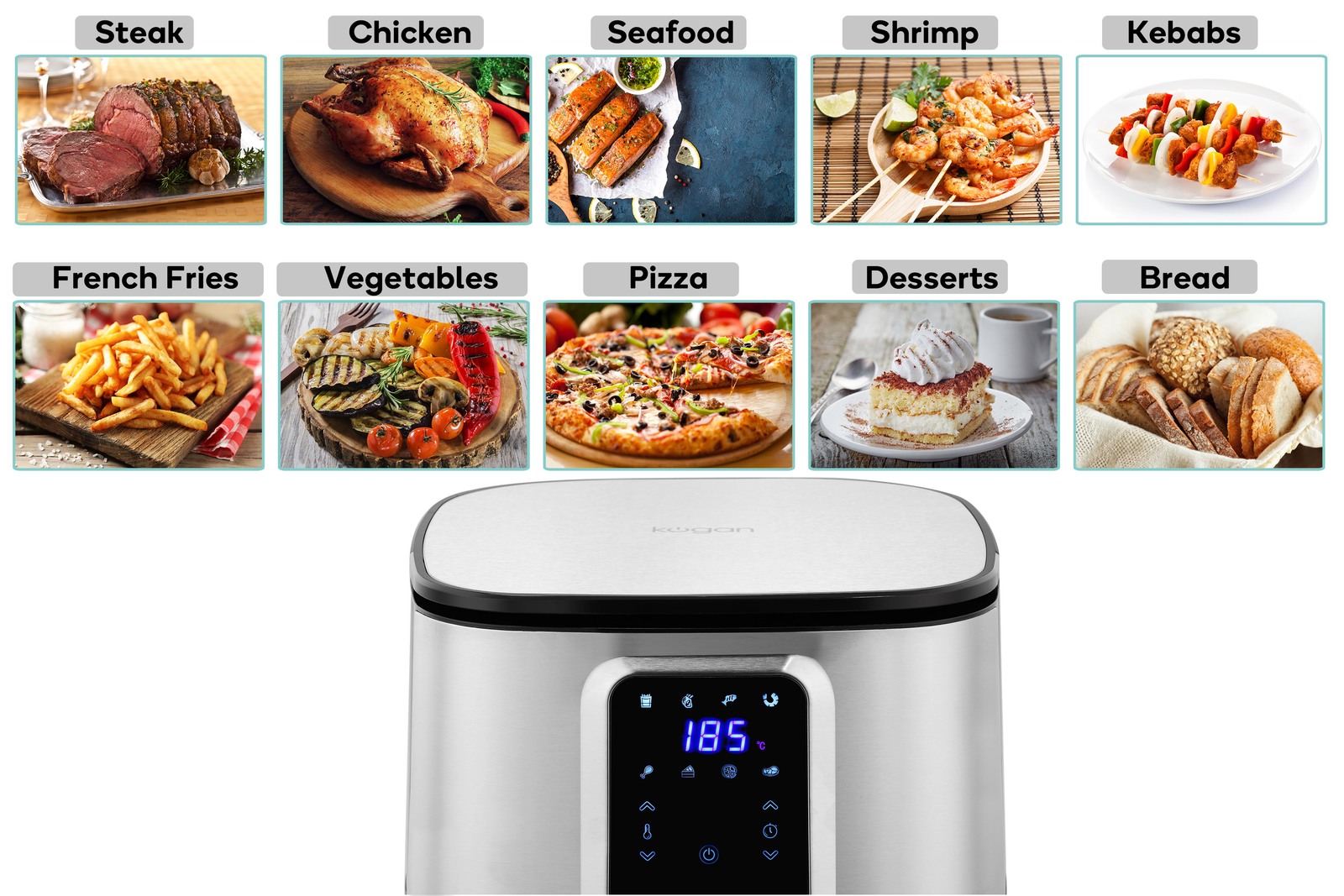 Buy Kogan 6.5L SmarterHome Stainless Steel Digital Air Fryer Oven at