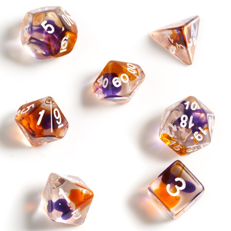 Sirius Dice Translucent Polyhedral Dice Set- Purple/Orange image