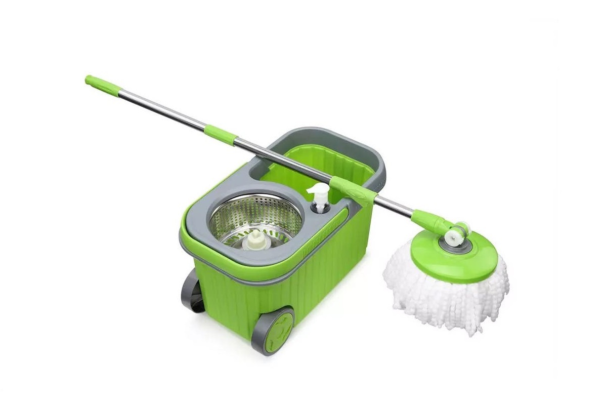 Essentials For You: Magic 360° Spin Mop with Roller Bucket and 5 Mop Heads image