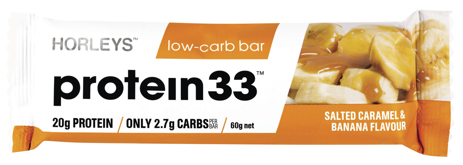 Horleys Protein 33 Low Carb Bars - Salted Caramel & Banana (12 x 60g Pack) image
