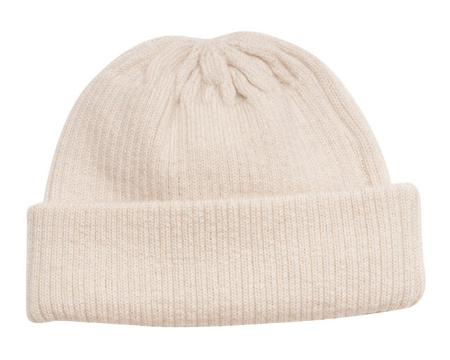 Babu Merino Knitted Rib Hat - Cream (3-6 Months)