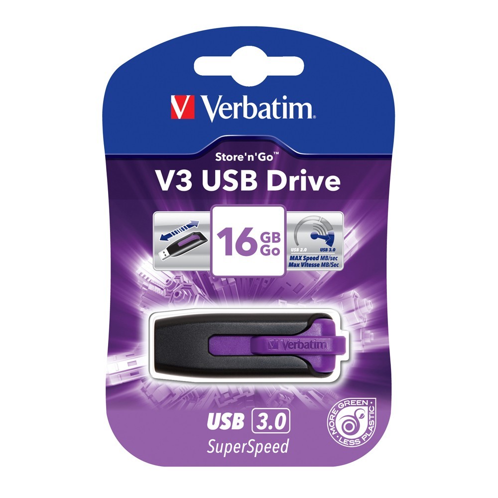 Verbatim Store'n'Go V3 USB 3.0 Drive - 16GB (Violet) image