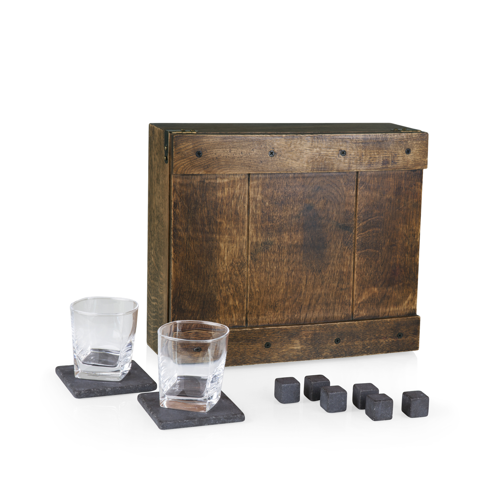 Picnic Time: Whiskey Box Gift Set (Oak Wood Case)