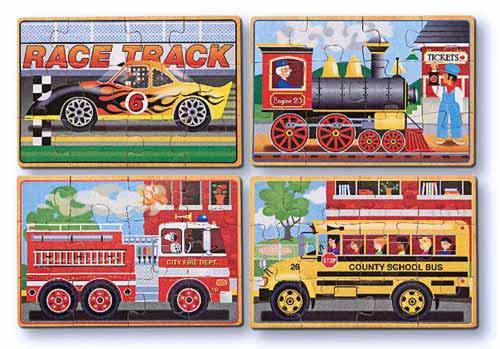 Melissa & Doug: Wooden Vehicles Jigsaw Puzzles in a Box image