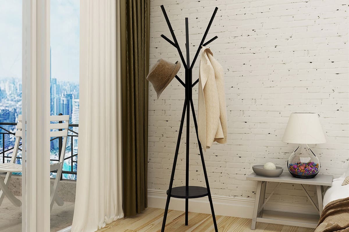Ovela 9 Hook Coat Hanger Stand Black at Mighty Ape NZ