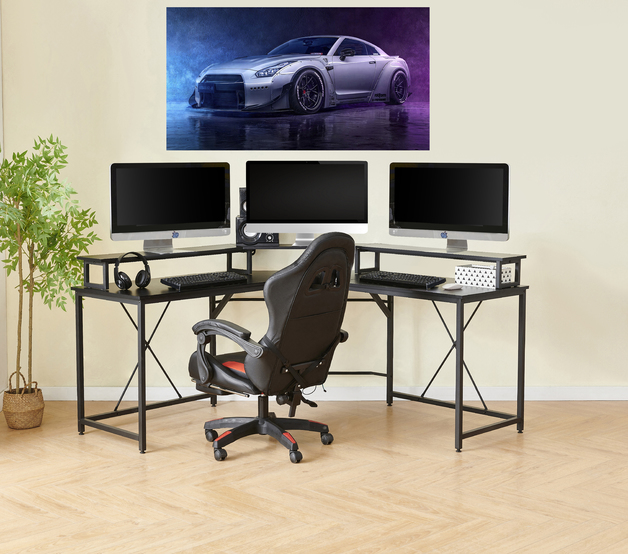 Buy Large Corner Desk Black Finish at Mighty Ape NZ