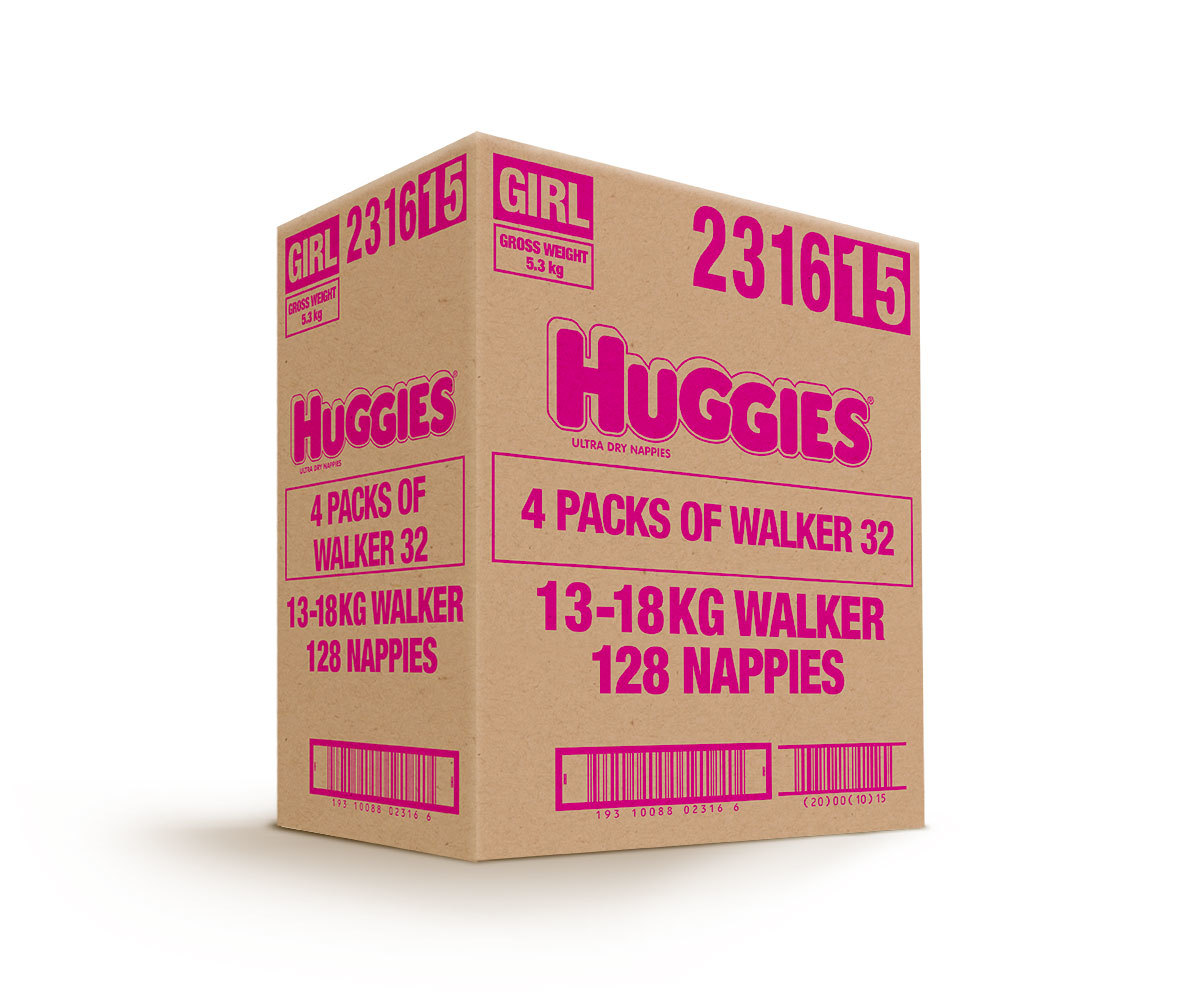 Huggies Ultra Dry Nappies Bulk Value Box - Size 5 Walker Girl (128) image