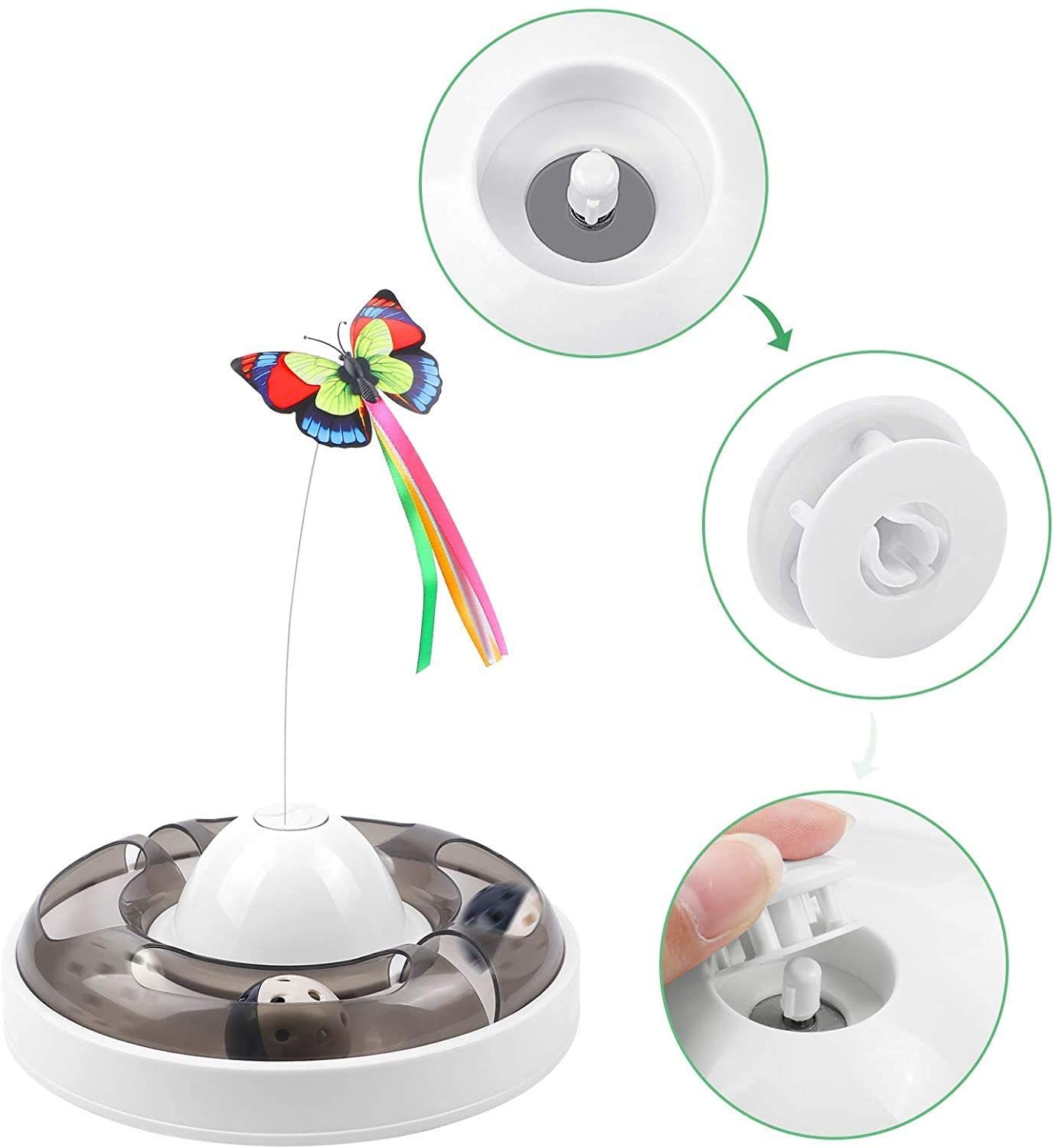 Butterfly Turntable - Interactive Pet Toy (Grey) image