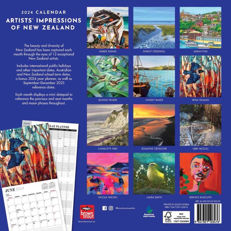 Buy Artists' Impressions of New Zealand 2024 Square Wall Calendar at