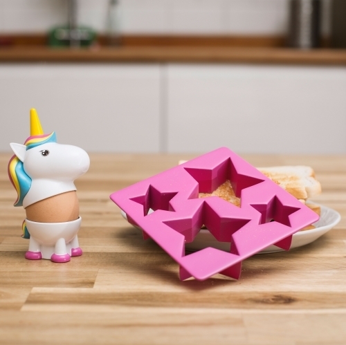 Unicorn Egg Cup and Star Toast Cutter Set