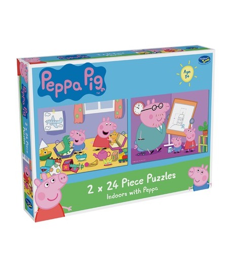 Peppa Pig: 2 x 24 Piece Puzzles - Indoors with Peppa