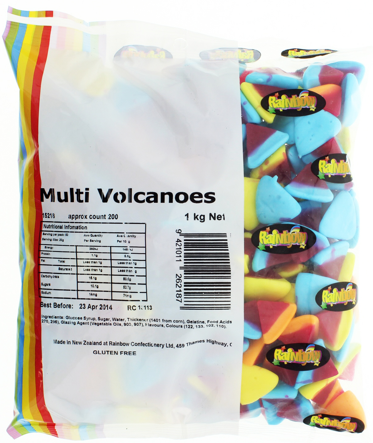 Rainbow Confectionery Multi Volcanoes Lollies Bulk Bag 1kg image