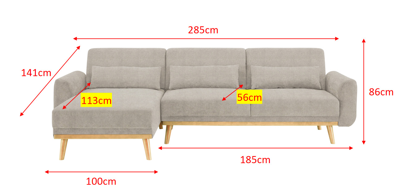 Buy Fraser Country King Size Convertible Sofa Bed with Reversible Chaise Beige at Mighty Ape NZ