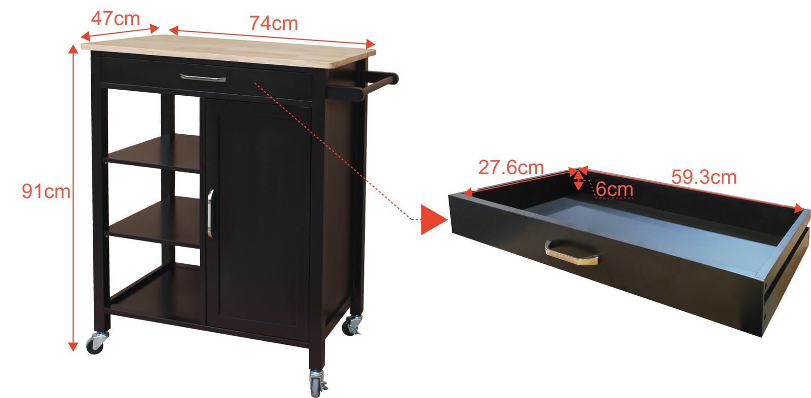 Buy Fraser Country Molokai Wooden Kitchen Trolley (Black) at Mighty Ape NZ