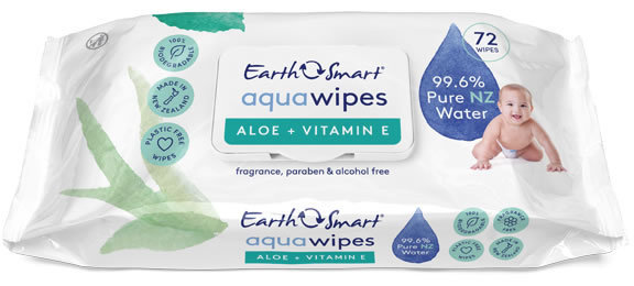 EarthSmart: Aqua Baby Wipes Aloe Vera + Vitamin E (12 packs of 72 wipes) image