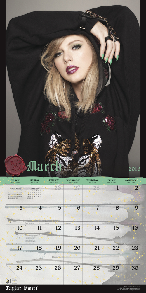 Taylor Swift 2019 Square Wall Calendar by Inc Browntrout Publishers image