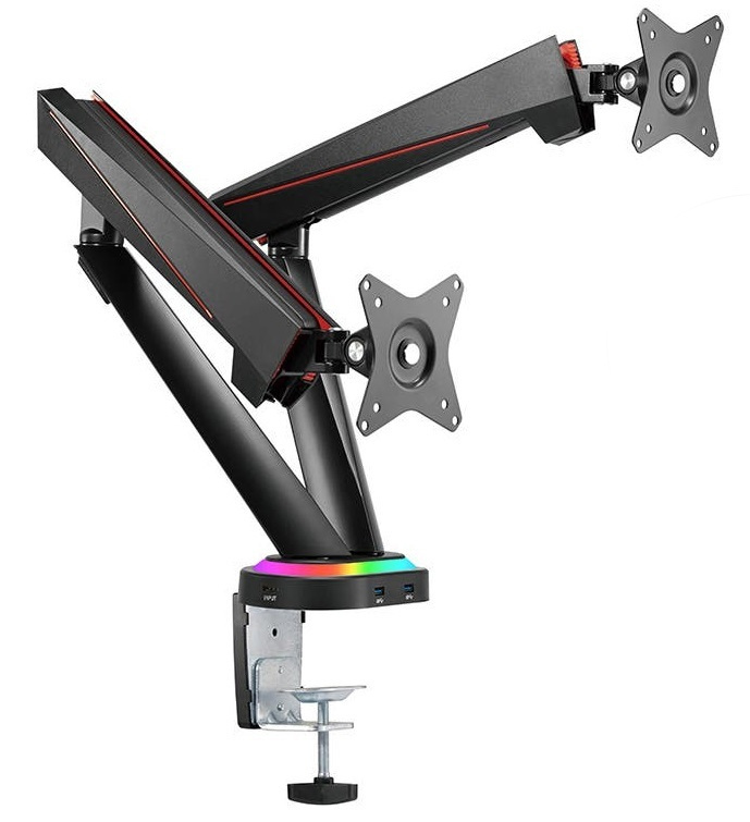 Kogan Dual Full Motion SpringAssisted RGB Gaming Monitor Mount with