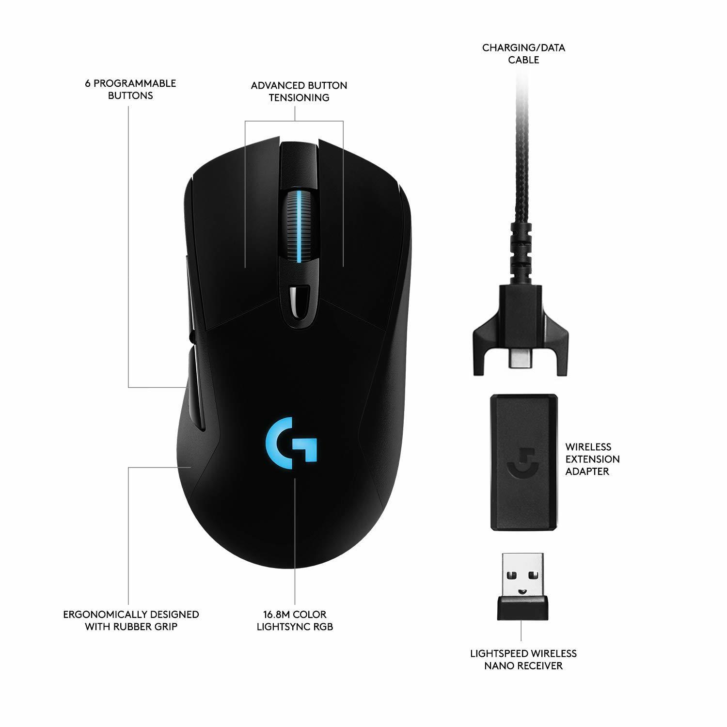 Logitech G703 HERO Lightspeed Wireless Gaming Mouse for PC image