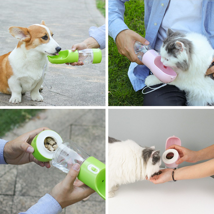 Pet Water Bottle With Snack Compartment - Blue image