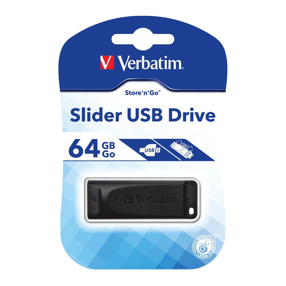 Verbatim Store'n'Go Slider USB 2.0 Drive - 64GB (Black) image