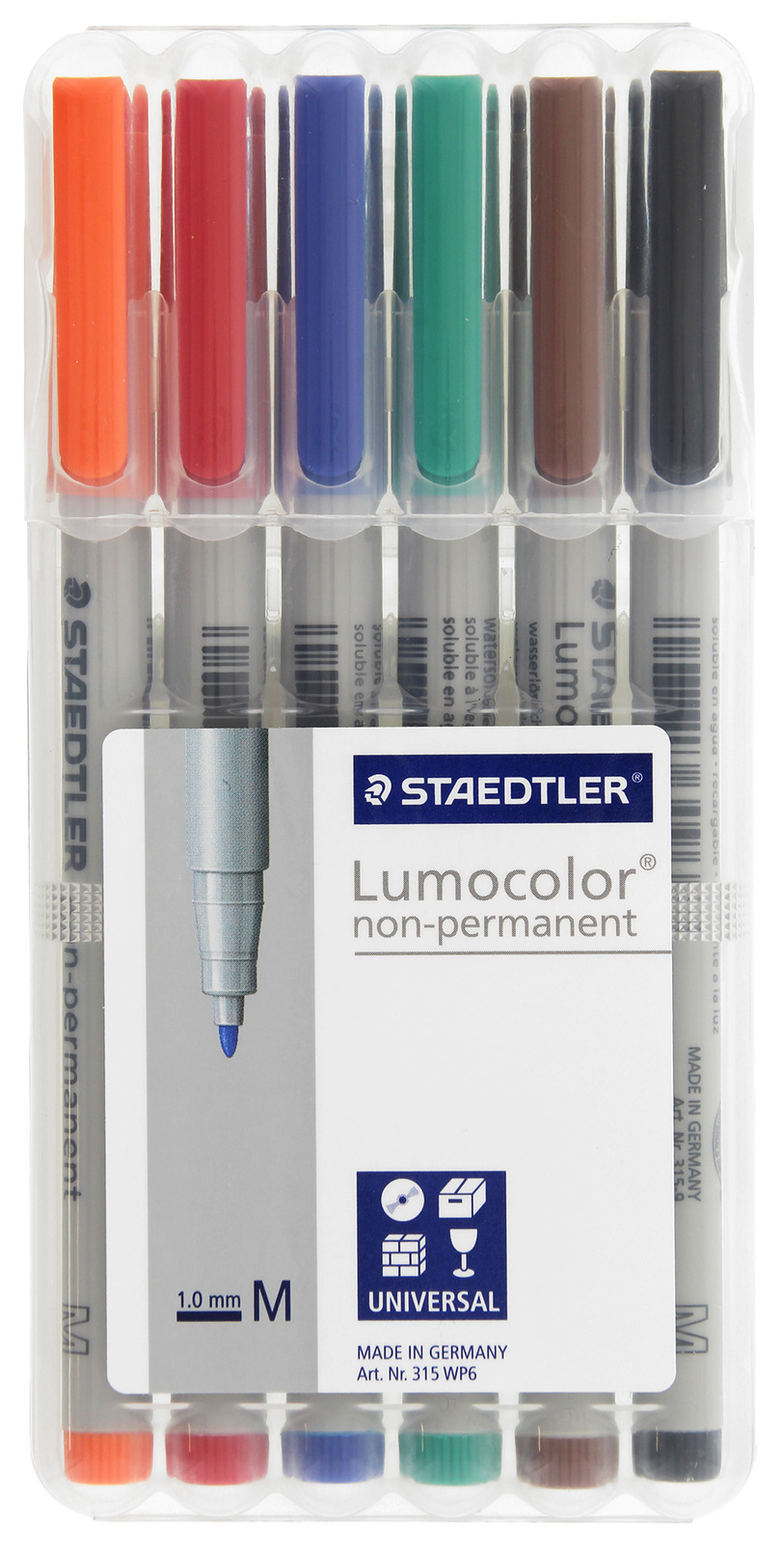 Staedtler: Lumocolor Non-Permanent Medium Tip Pens (Set of 6)