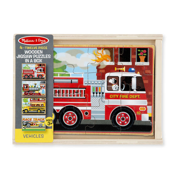 Melissa & Doug: Wooden Vehicles Jigsaw Puzzles in a Box image
