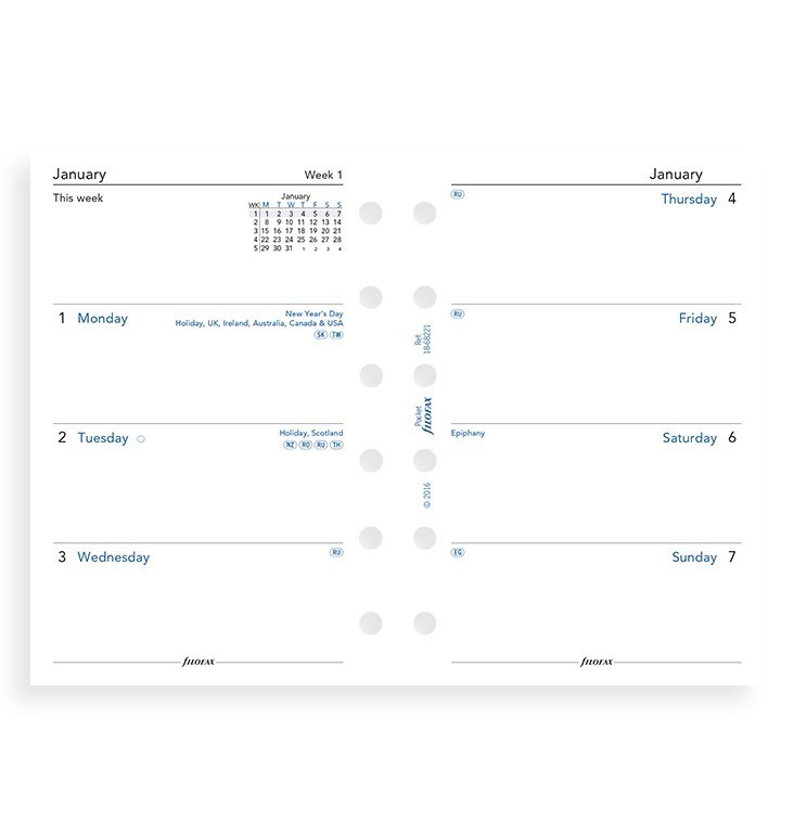 Filofax: Pocket 2020 Refill - Week on Two Pages (Unlined)