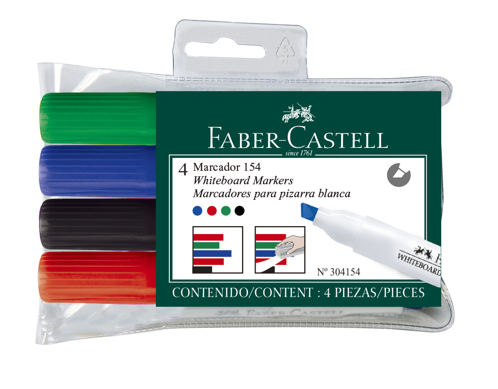 Buy FaberCastell Whiteboard Marker 154 Chisel (Wallet of 4) at Mighty