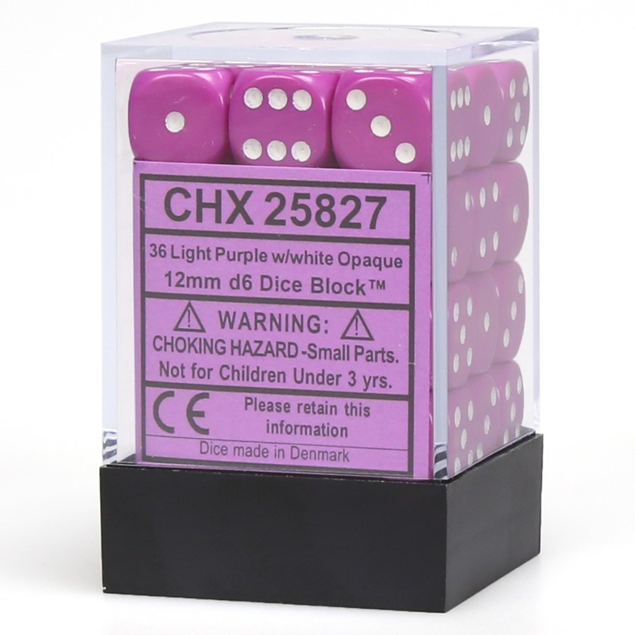 Chessex: D6 Opaque Cube Set (12mm) - Pink/White image
