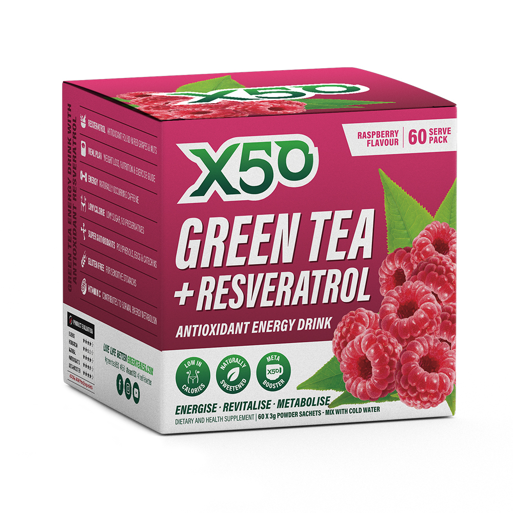 X50: Green Tea + Resveratrol - Raspberry (60 serves)