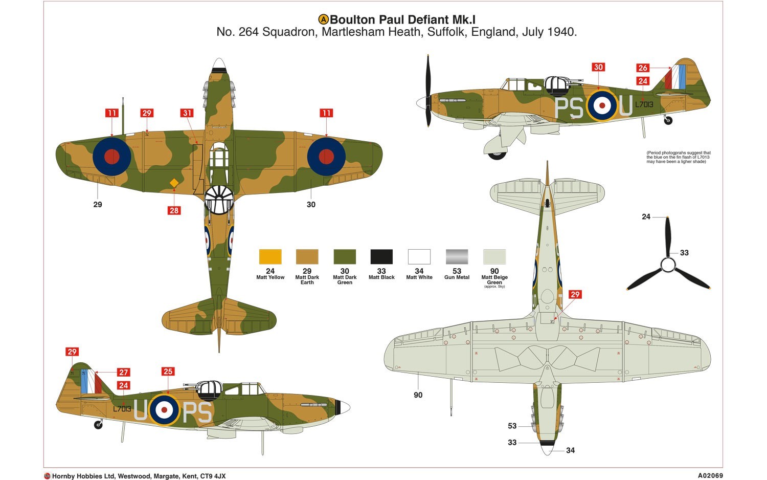 Airfix 1:72 Boulon Paul Defiant MK1 - Model Kit image