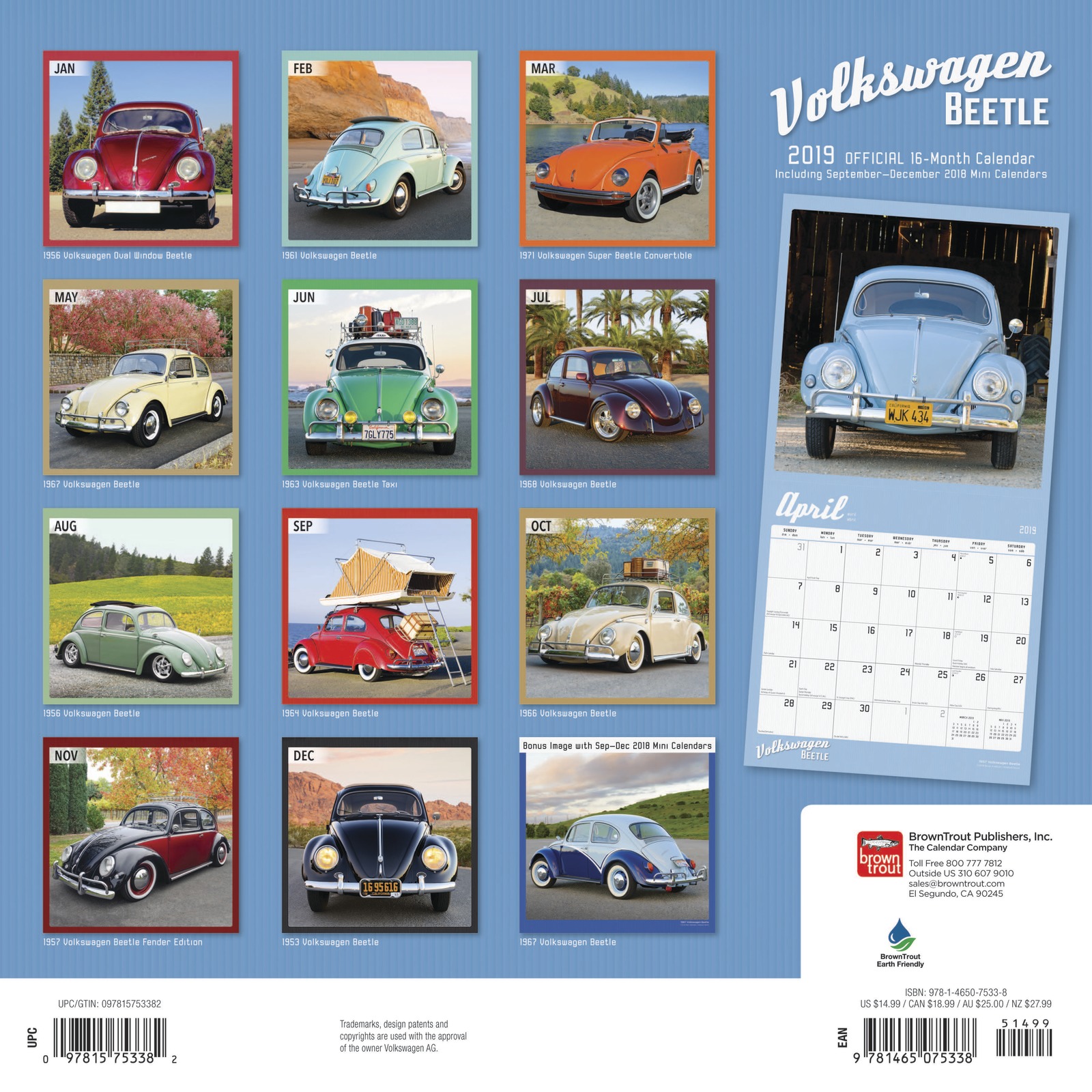 Volkswagen Beetle 2019 Square Wall Calendar image