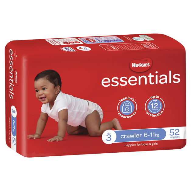 Buy Huggies Essentials Crawler Nappies Size 3 at Mighty Ape Australia