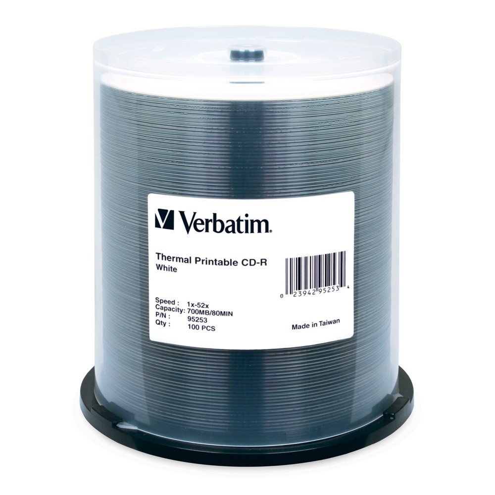 Verbatim CD-R 700MB White Thermal 52x (100 Pack) image