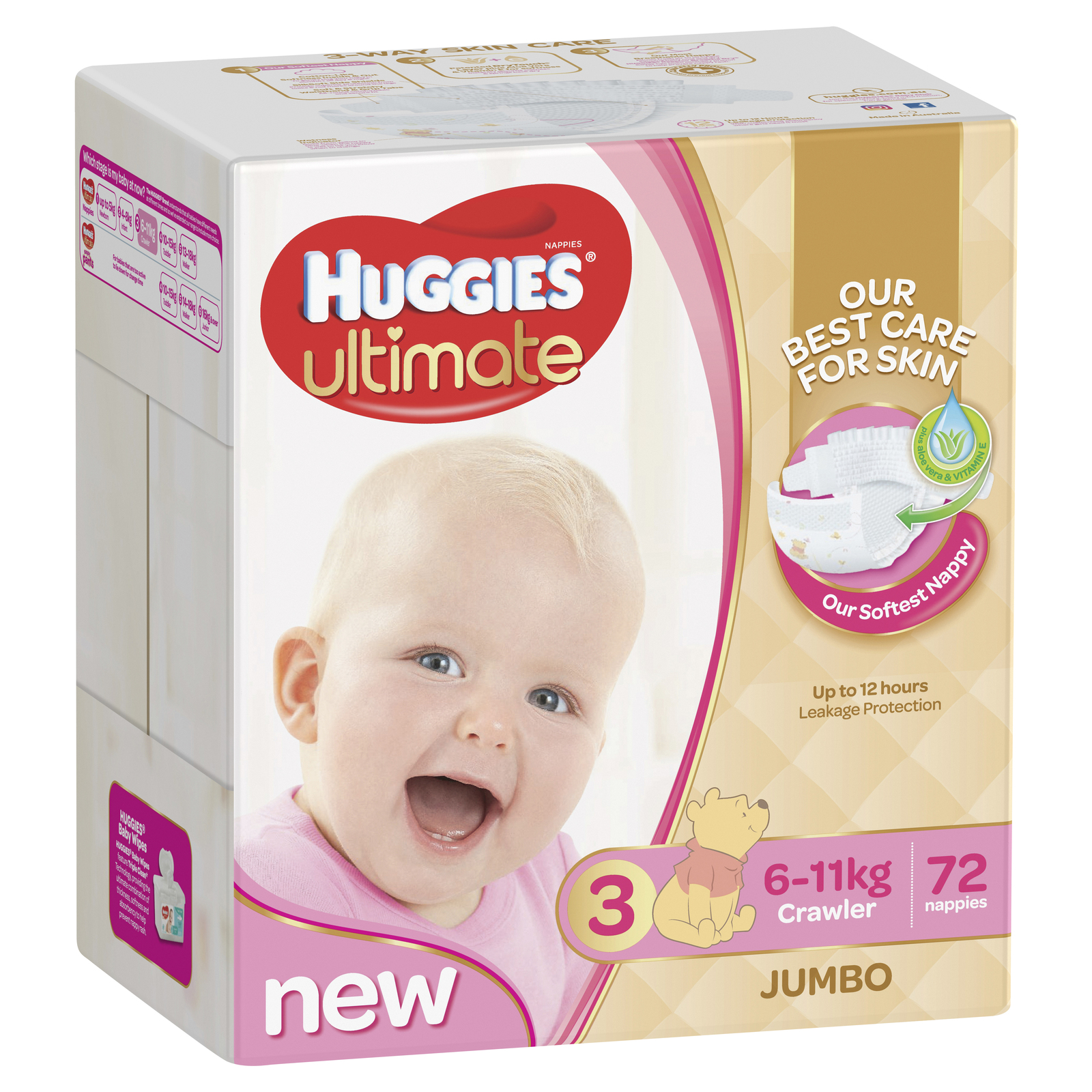 Huggies Ultimate Nappies: Jumbo Pack - Crawler Girls 6-11kg (72)