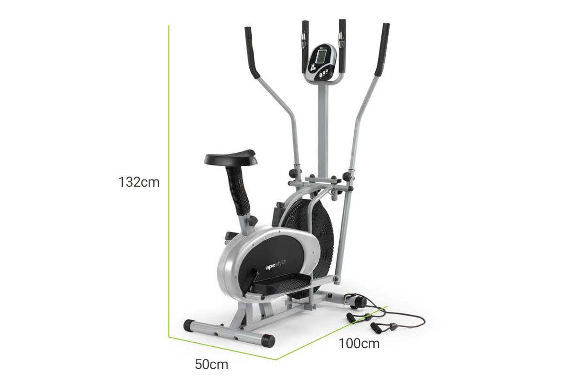 Ape Style Elliptical Cross Trainer with Heart Rate Monitor & Resistance Bands