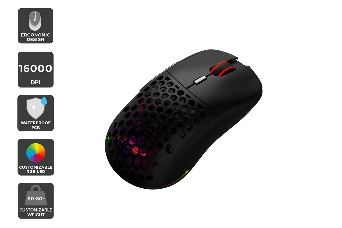 Gorilla Gaming GM11 RGB 16000dpi Gaming Mouse with Adjustable Weight