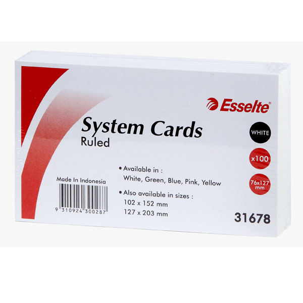 Esselte Lined System Cards - White (100 Pack) image