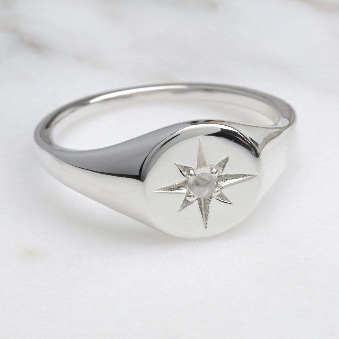 Midsummer Star: Enchanted Light Moonstone Signet Ring (Size 7) image