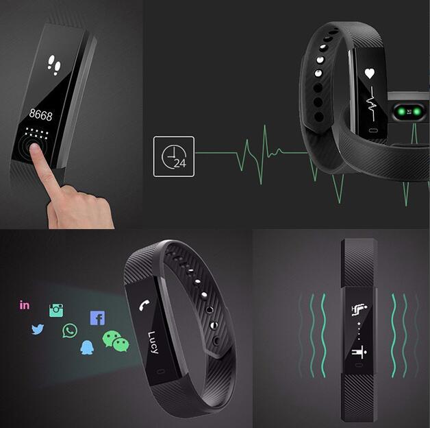 Smart Fitness Tracker Bands w/ Heart Rate Monitor - Black image